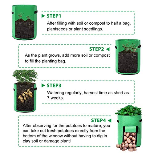 Tvird Macetero Bolsa Planta 2 Pack, Bolsa de Verduras, Bolsas de Cultivo, para Plantas Vegetales Aptas para Plantas de Patata, Zanahorias, Tomates, Cebollas y Otros