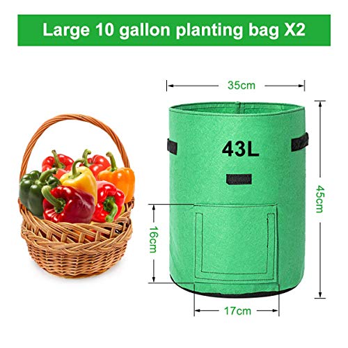 Tvird Macetero Bolsa Planta 2 Pack, Bolsa de Verduras, Bolsas de Cultivo, para Plantas Vegetales Aptas para Plantas de Patata, Zanahorias, Tomates, Cebollas y Otros