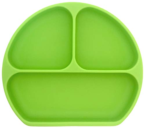 Twinkle - Plato de Silicona con Ventosa para Bebe - Plato Infantil Antideslizante con Succion para BLW y Aprendizaje Bebes (Verde)