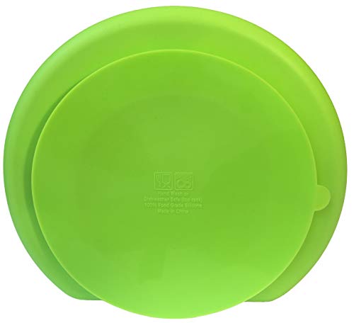 Twinkle - Plato de Silicona con Ventosa para Bebe - Plato Infantil Antideslizante con Succion para BLW y Aprendizaje Bebes (Verde)