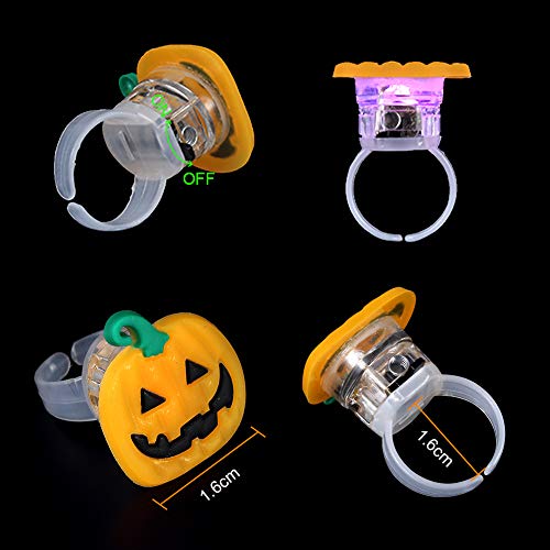 Twister.CK Anillos de Luces LED para Halloween para niños, 54 Piezas de Juguetes con Luces LED para Fiestas, Anillos Intermitentes, Tatuajes para Bolsas de Suministros para Fiestas, Relleno