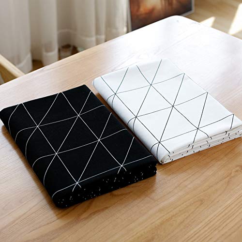 TWTIQ Cuadrados Modernos Cuadros Blanco y Negro Impermeable Ropa de Mesa Paño Algodón Lino Mesa de Centro Mantel Manteles Mantel Blanco 90x140cm