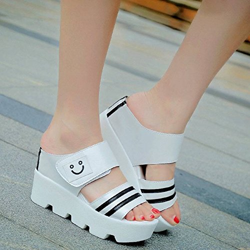 TYERY Muffins de Zapatos de Mujer con Zapatillas de Suela Gruesa Sandalias Femeninas Antideslizantes de Tipo Slender-Female Femenino, Blanco, 36