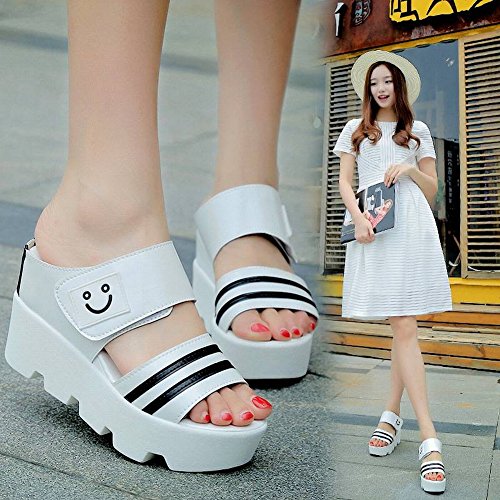 TYERY Muffins de Zapatos de Mujer con Zapatillas de Suela Gruesa Sandalias Femeninas Antideslizantes de Tipo Slender-Female Femenino, Blanco, 39