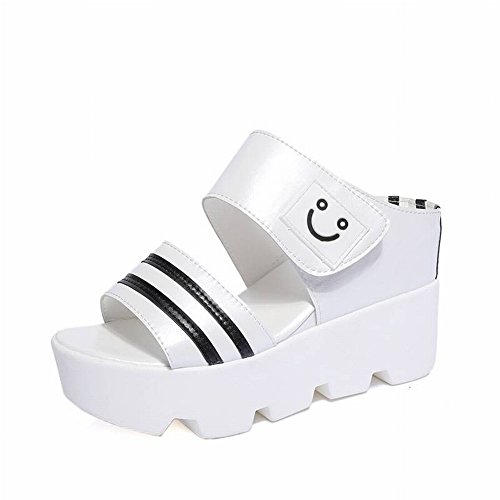 TYERY Muffins de Zapatos de Mujer con Zapatillas de Suela Gruesa Sandalias Femeninas Antideslizantes de Tipo Slender-Female Femenino, Blanco, 39