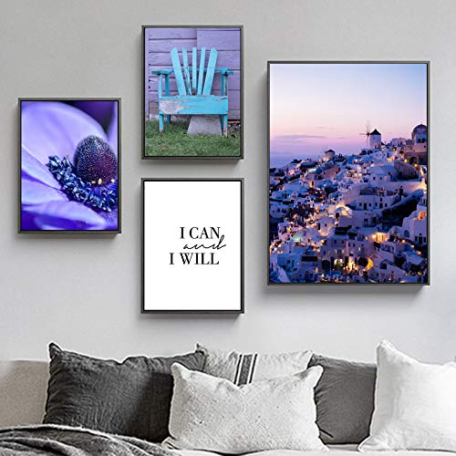 TYLPK Paris Castillo niña Silla Flor Cita Pared Arte Lienzo Pintura C2 40X50 cm Sin Marco