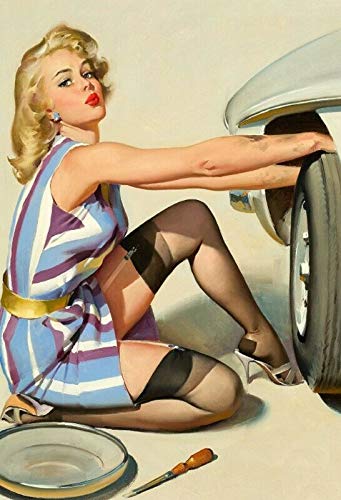 Tyre Change Pin Up Girl Creatividad del Letrero de Pared Placa de Metal Personalizada Lámina de Arte Vintage Cartel de Colgar artesanía Café Bar Garaje