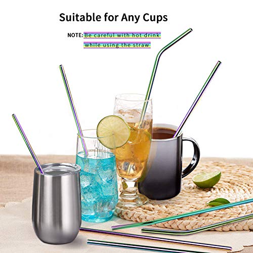 U-Taste Pajitas Reutilizables Acero Inoxidable Set de 10, 4 Pajitas Dobladas+4 Pajitas Rectas + 2 Cepillos de Limpieza Pajitas Antiarañazos de Acero Inoxidable Grado Alimenticio para Taza 20 OZ