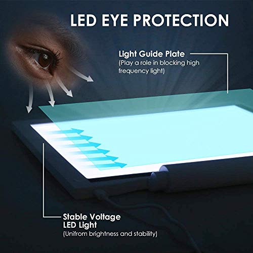 U UZOPI Tablero de rastreo de luz de dibujo LED ajustable alimentado por batería o cable USB y amplia gama de usos A4