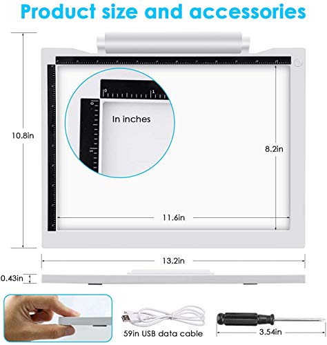 U UZOPI Tablero de rastreo de luz de dibujo LED ajustable alimentado por batería o cable USB y amplia gama de usos A4