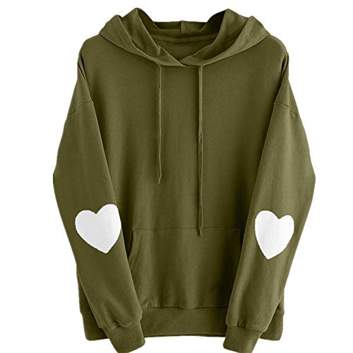 U/A - Sudadera con capucha para mujer, manga larga, diseño de corazón Verde verde XXL