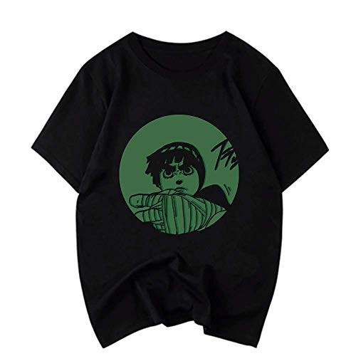 UANOU Camiseta Rock Lee Drunk Fist Paint Splash Y Dripssummer, Camiseta Divertida A La Moda para Hombre, Camiseta con Diseño Inconformista, Camiseta Top Naruto