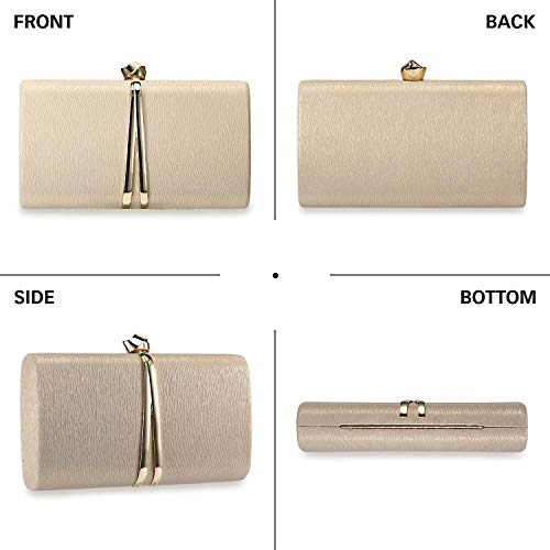 UBORSE Bolso Noche Dorado Clutch Mujer Fiesta Cartera de Mano Bandolera con Cadena para Ceremonia Boda Novia