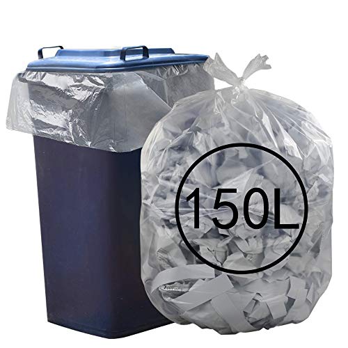 Ucake Bolsas de Basura Transparentes de 39 galones, Capacidad de 150 litros, Paquete de 70