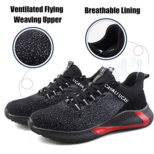 Ucayali Zapatos de Seguridad con Punta de Acero para Hombre Zapatillas de Trabajo Puntera Reforzada Calzado de Protección Industria Construcción - Cómodos Ligeros y Antideslizantes(Negro, 43)