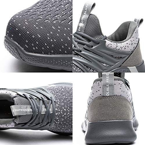 Ucayali Zapatos de Seguridad Hombre Trabajo Zapatillas Trabajar Calzado de Seguridad con Punta de Acero(Gris carbón, 41 EU)