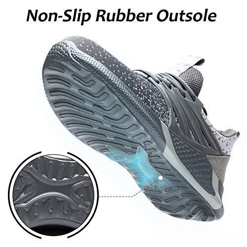 Ucayali Zapatos de Seguridad Hombre Trabajo Zapatillas Trabajar Calzado de Seguridad con Punta de Acero(Gris carbón, 41 EU)
