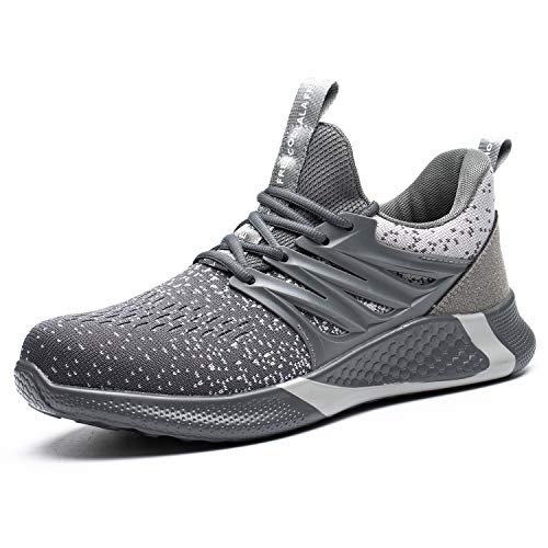 Ucayali Zapatos de Seguridad Hombre Trabajo Zapatillas Trabajar Calzado de Seguridad con Punta de Acero(Gris carbón, 41 EU)