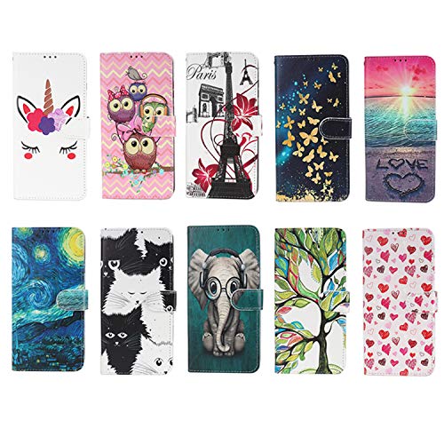 UCool para Funda Samsung Galaxy S9 Cartera PU Premium Magnético Cuero Libro Amor corazón Rojo Wonderful Elegant 3D Patrón Progettazione Bumper Suporte Silicona Shockproof Protector Cover Tarjetero