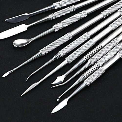 UEETEK 10pcs conjunto de cera de acero inoxidable conjunto de espátula Set Clay cerámica herramientas de escultura