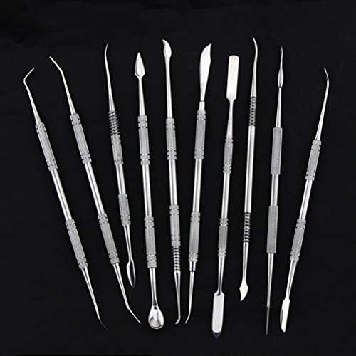 UEETEK 10pcs conjunto de cera de acero inoxidable conjunto de espátula Set Clay cerámica herramientas de escultura