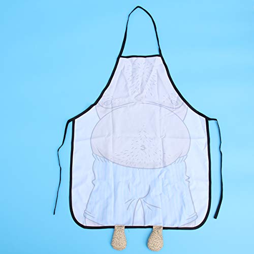 UEETEK Cocina cocina delantal novedad vientre loco hombre impreso delantal para cocinar barbacoa parrilla