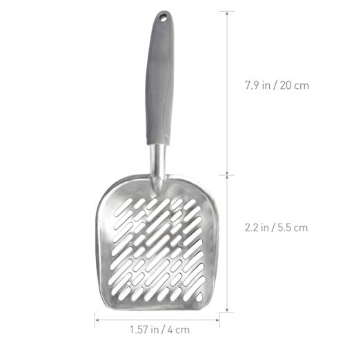 UEETEK Pala de basura para gatos,El metal de aluminio durable se dispersó la cucharada con el mango largo gomoso cómodo agarre para el gatito del gato del animal doméstico, 35 * 15CM (L * W)