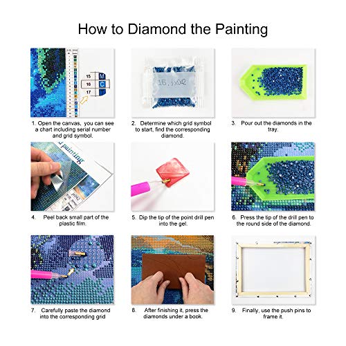 ufengke Kit Pintura de Diamantes 5D Playa Mar Punto de Cruz Diamante Completo DIY para Amantes del Arte, con Marco de Madera, Diseño 25x35cm