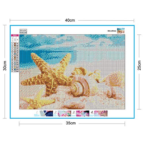 ufengke Kit Pintura de Diamantes 5D Playa Mar Punto de Cruz Diamante Completo DIY para Amantes del Arte, con Marco de Madera, Diseño 25x35cm