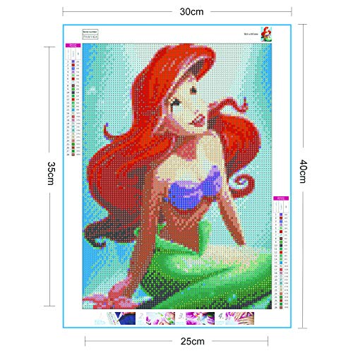ufengke Kit Pintura de Diamantes 5D Sirena Punto de Cruz Diamante Completo DIY para Amantes del Arte, Diseño 25x35cm