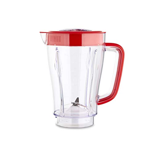 Ufesa BS4707 Activa Batidora de Vaso con ventana en la Jarra y tapón dosificador, 500 W, 1.5 litros, Plástico, 3 Velocidades, Blanco/Rojo