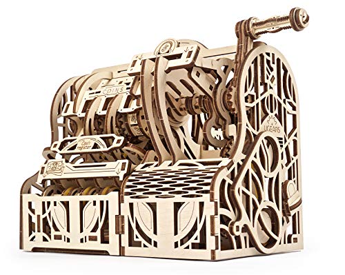 UGEARS maquetas para Construir para Adultos- Caja registradora Puzzle 3D - Modelo mecánico uniqo - Kit para Adultos y Adolescentes - Rompecabezas Madera 3D para Construir - Kits de construcción 3D