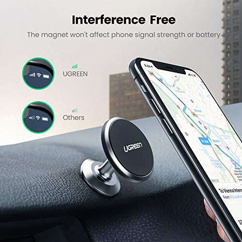 UGREEN Soporte Movil Coche Iman, Soporte Magnetico Móvil Coche Soporte Auto Car Mount con Adhesivo 3M Rotación 360° Sujeccion para Xiaomi Redmi Note 8 Pro Mi10 Samsung S20 S10 S9 iPhone SE 2020