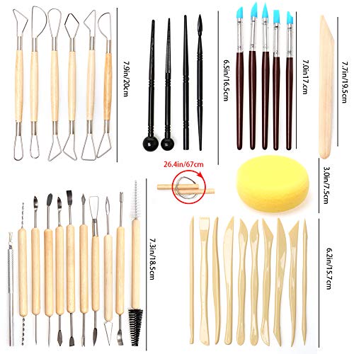 UHAPEER 61PCS Cerámica DIY Kit, Esculpir Arcilla Polimérica Herramientas, Para Modelo vela, Cerámica y Porcelana, Para Profesionales o Principiantes