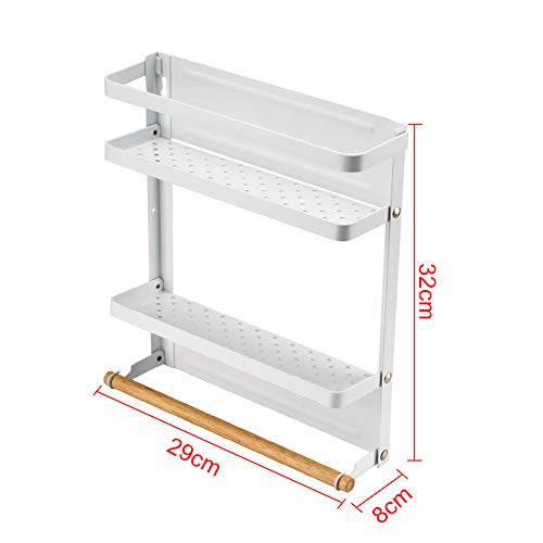 UHAPEER Estante Magnetico Frigorifico, Especias Estantería de Almacenamiento, Plegable Soportes Especias, para Cocina Salón Cuarto Lavado (Blanco, M)