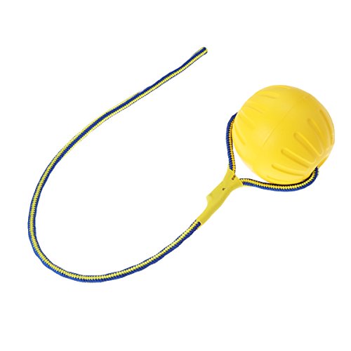 UKCOCO Pelota de Juguete para Perros, Mascotas Pelota de EVA con Cuerda, Pelota de Interactivos Juguete con Cuerda para Morder para Perros (Amarillo)