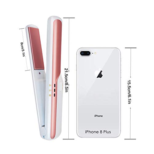 UKLISS - Plancha para el pelo sin cable 1 en plancha de viaje inalámbrica plana, tamaño mini portátil, planchas con carga USB para cabello corto y fino