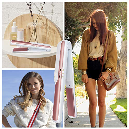 UKLISS - Plancha para el pelo sin cable 1 en plancha de viaje inalámbrica plana, tamaño mini portátil, planchas con carga USB para cabello corto y fino