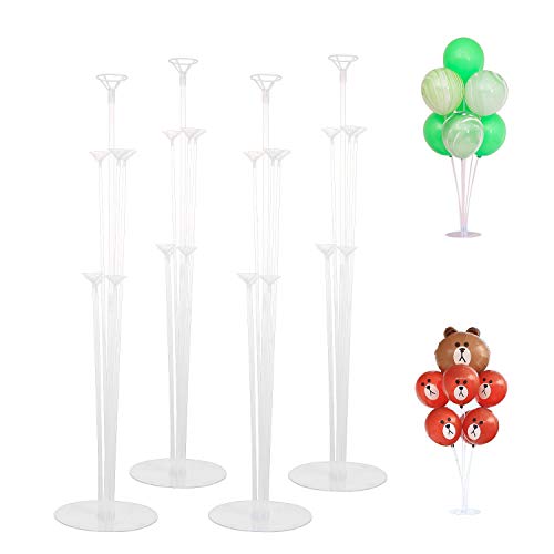 Ulikey 4 Juegos de Kit de Soporte de Globo Transparente, Juego de Soporte Palos de Globos, Árbol de Globos con Paleta de Plástico Soporte de Globos, Decoración, Boda, Cumpleaños