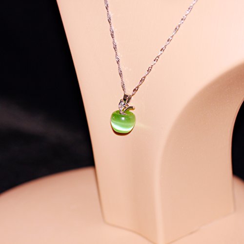 Uloveido Colorido 3D Colgante en Forma de Manzana Collar, Verde Claro Cubic Zirconia Joyas para Mujeres, Maestros Aprecio Regalo (Verde Claro) YL007