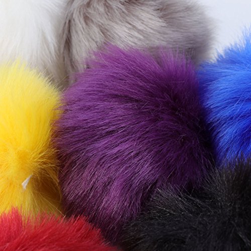 ULTNICE 12pcs Faux Fur Pom Poms bola esponjosa DIY para tejer sombreros bufandas bolsos encantos