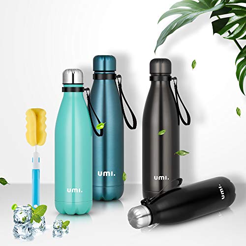 Umi. by Amazon - Botella Agua Acero Inoxidable, Termo 750ml, Sin BPA, Islamiento de Vacío de Doble Pared, Botellas Frío/Caliente, Reutilizable para Niños, Colegio, Sport, Bicicleta (Verde)