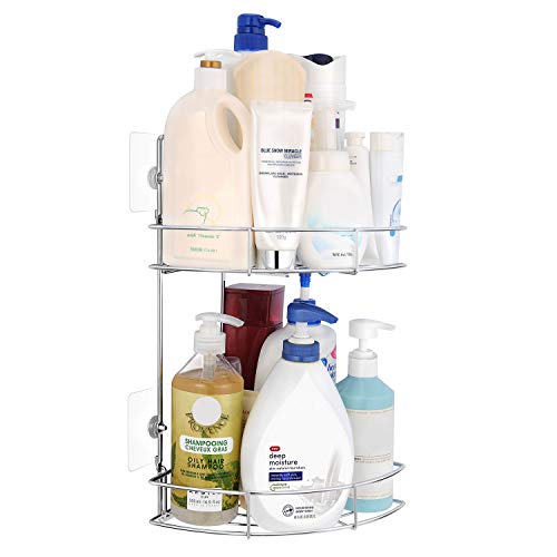 UMI. by Amazon - Estantería de Ducha de 2 Niveles, Estantería de Esquina para Baño y Cocina, Cestas para Ducha sin Taladro, Fijación Mediante Tornillos