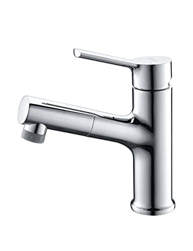 Umi. by Amazon - Grifo de Lavabo Extraíble 2 Tipos de Chorro para Baño Grifo Monomando Cromado con Agua Caliente y Fría Grifo de Baño