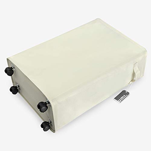 UMI Cesta de Lavandería Delgada sobre Ruedas Alta Rolling Lavandería Cesta Plegable Ropa Sucia Cesta Delgada Cesta Estrecha (22 Pulgadas, Beige)