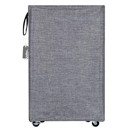 UMI Cesto de Ropa Rodante Grande con Ruedas Cesto de Ropa Delgado con Ventana Transparente Cesto de Ropa Sucia Alta Cesto de Almacenamiento de Ropa Delgada Gris