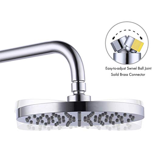 Umi. por Amazon - Cabezal de ducha fijo con conector de bola de metal giratorio, tamaño extragrande (20,3 cm), acabado de cromo pulido