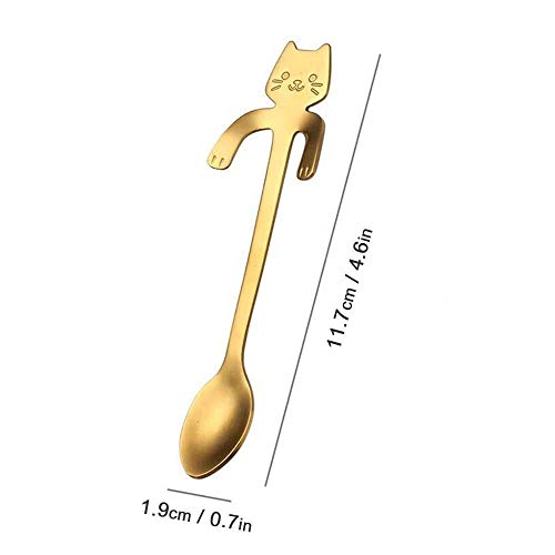 Umiwe 6 pcs Café Cuchara Forma de Gato de Acero Inoxidable, diseño de Gatos cucharitas, Ideales para café, postres, Bebidas, Mezclar o Batidos (Multicolor 6)