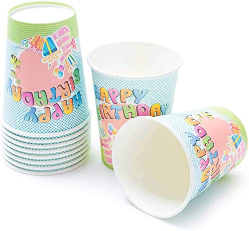 UMOI Set de Fiesta desechable para cumpleaños – 30 Platos de cartón, 30 Vasos de cartón y 60 servilletas para el cumpleaños Ideal. 120 Unidades en Total (Cumpleaños)