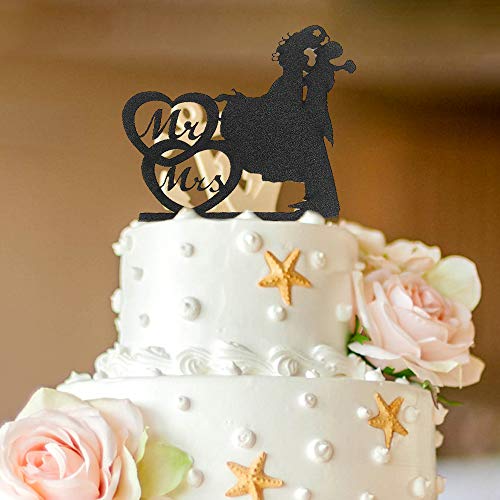 un brand Lvjkes Topper de la Torta de Boda, Cake Topper Personalizado, Sr. y Sra. Cake Topper, Divertido Adorno Acrílico para Tarta para Novios, Bodas, Aniversarios de San Valentín, Negro